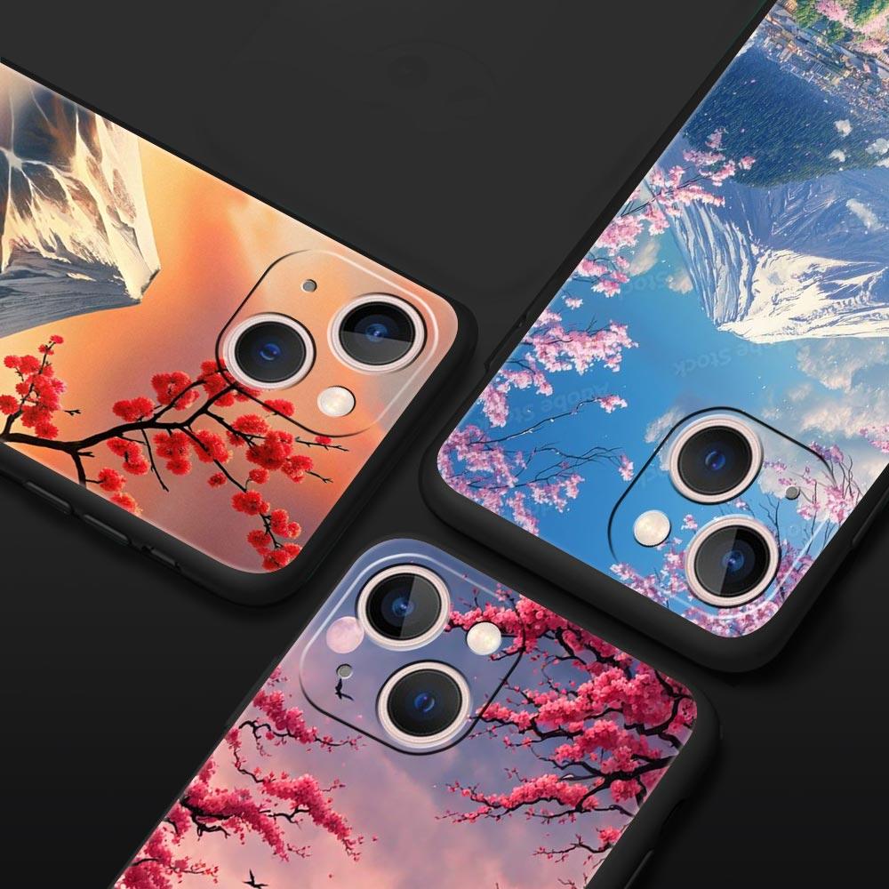 Japan Mount Fuji Painting Cherry blossom Phone Case For iPhone 17 16 15 Pro Max 11 12 13 14 7 8 Plus SE 2020 X XR XS Cover Soft