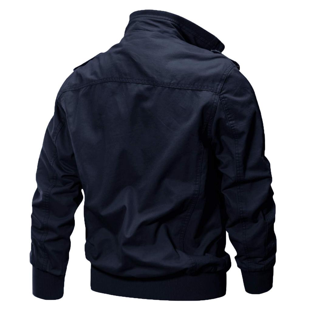 KEFITEVD Jaqueta de Inverno Casual Leve Estilosa do Exército com Tamanho Padrão Roupa de Primavera Jaqueta Masculina, Bolsos, Gola, Azul Marinho, 3XL, Roupa de Trabalho,