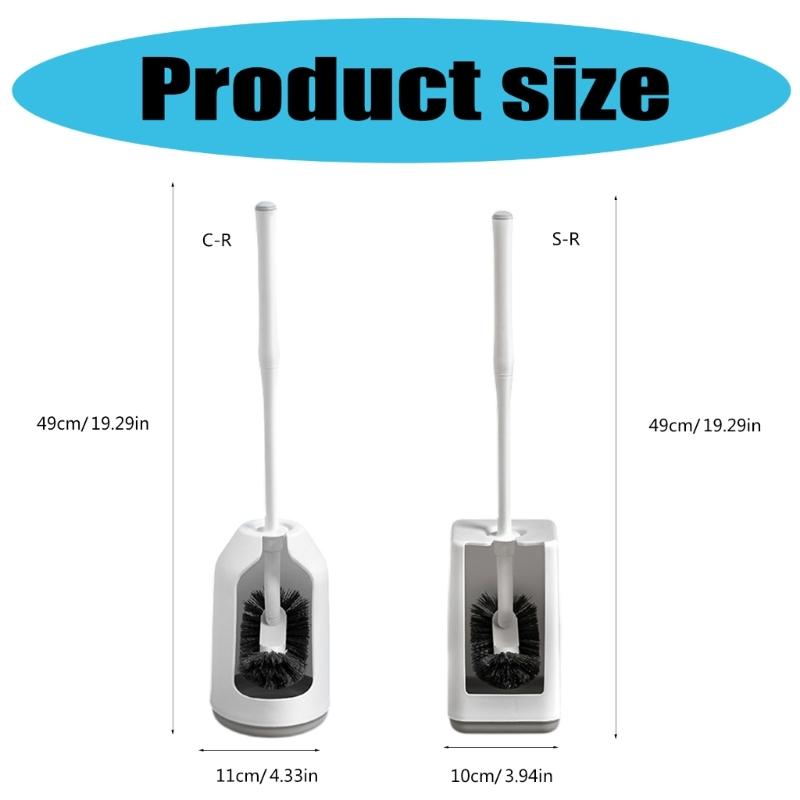 360 Degree Toilet Cleaning Brush Set with Antimildew Storage Stand Curved Design Detachable Handle Bathroom Scrubber
