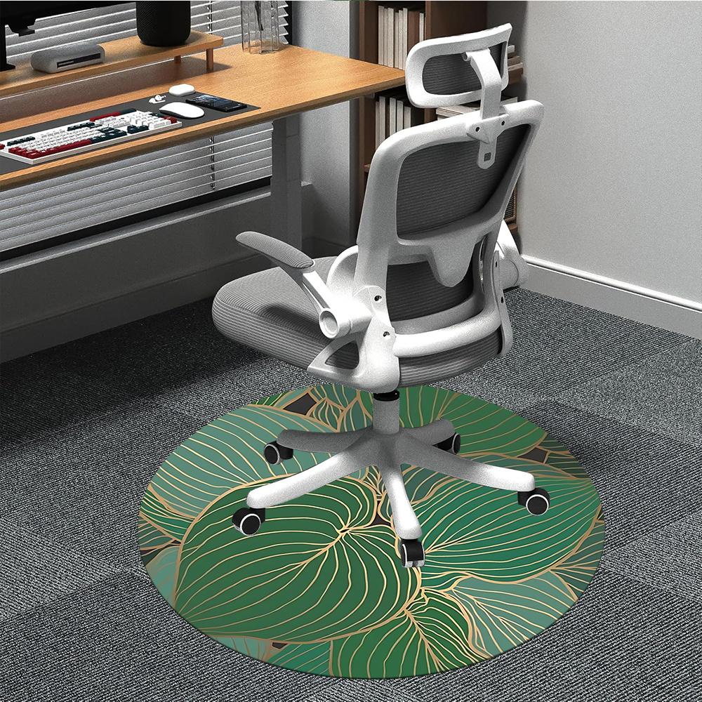 1pc Leaf Pattern Office Round Area Rug, Indoor Mat Suitable ForOffice, Under Office Chairs Bedroom Living Room Home Decor, Room Decot105