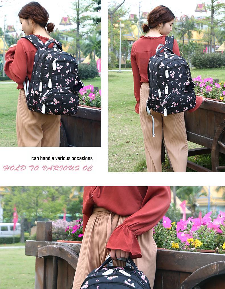 Women's Korean Style Large Capacity Multi-Layer Backpack - Lightweight, Printed, Double Shoulder Bag for Students