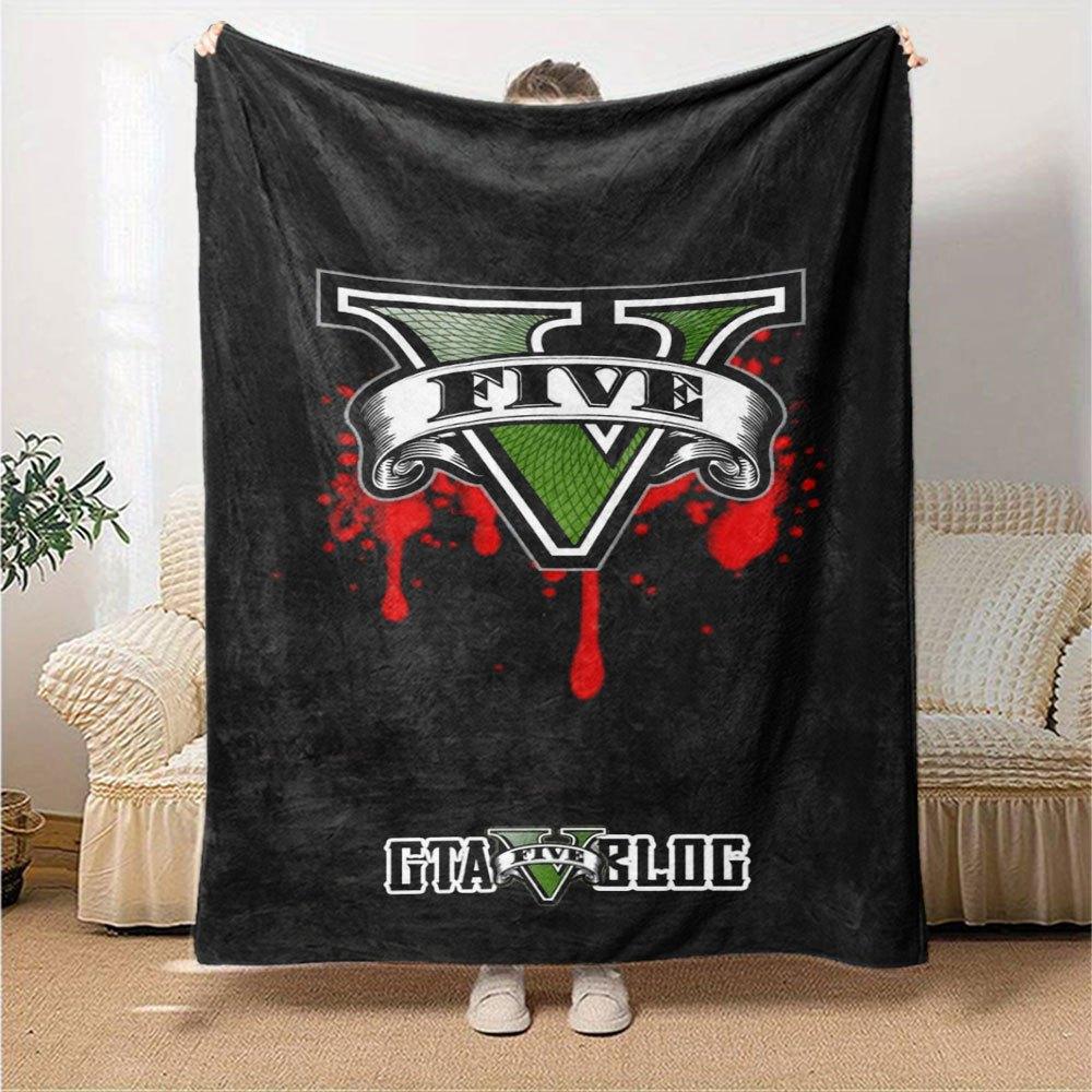 1 Stück Grand Theft Auto Weiche Flanelldecke mit Designer-Print Eine kuschelige Decke für alle Jahreszeiten, perfekt für das Sofa, Bett, Büro