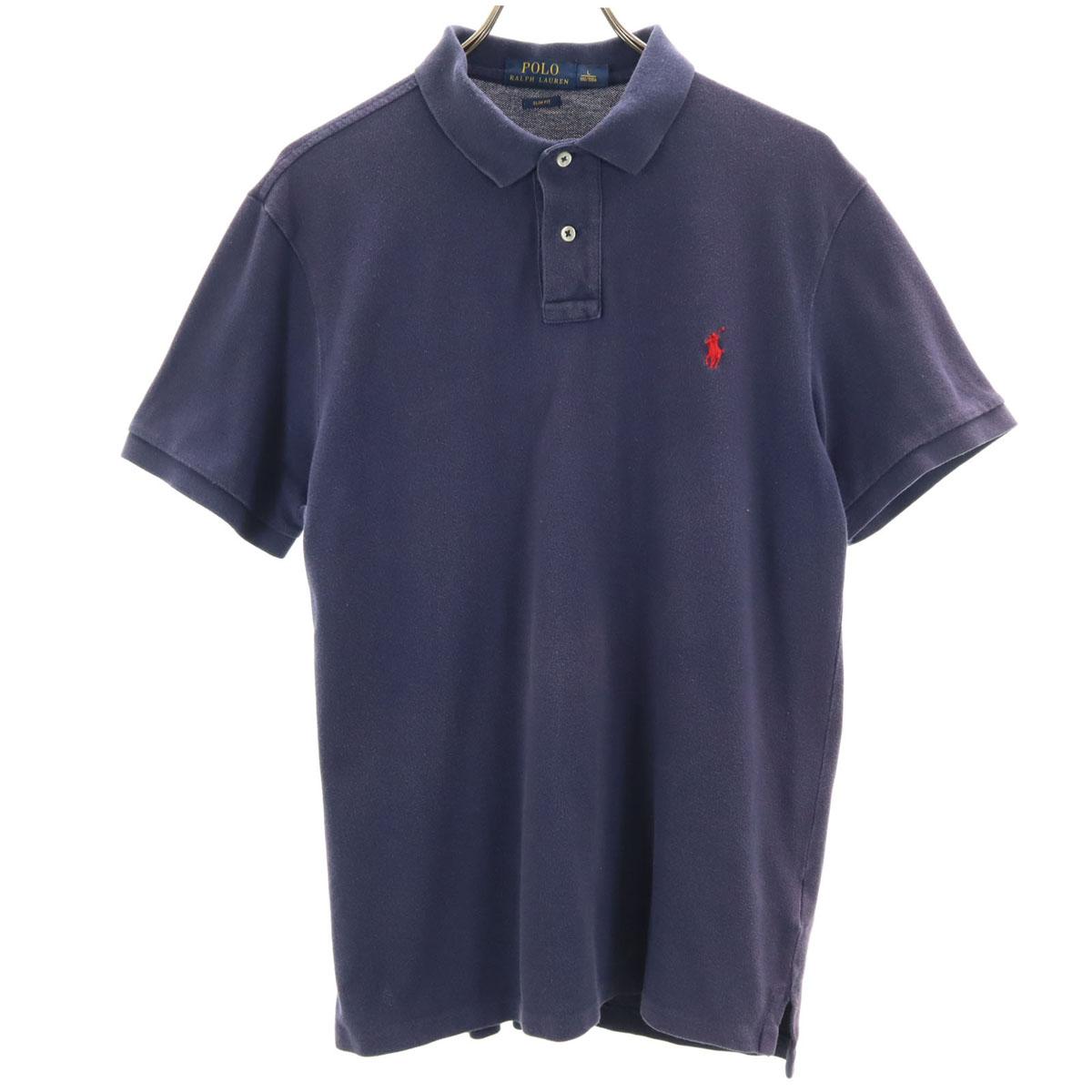 

POLO RALPH LAUREN Short sleeve Polo shirt L Navy Kanoko fabric Men s Used