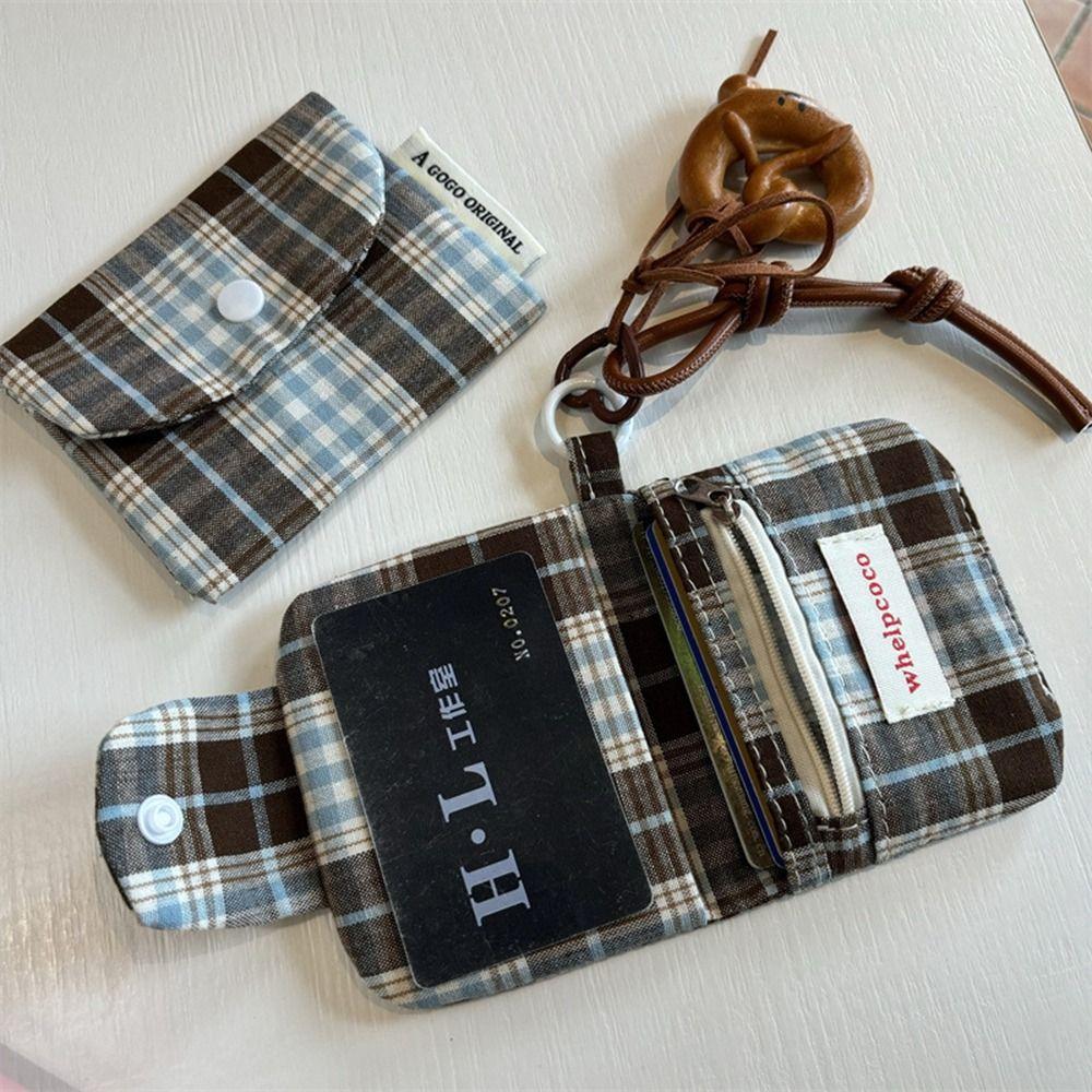Zipper Purse Mini Cash Wallet Korean Style Cloth Envelope Wallets Retro Plaid Coin Purse  Women