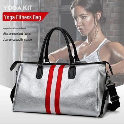 Silver Ribbon Travel Bag with Shoe Compartment - Large Capacity for Business, Fitness, Boarding, and Yoga