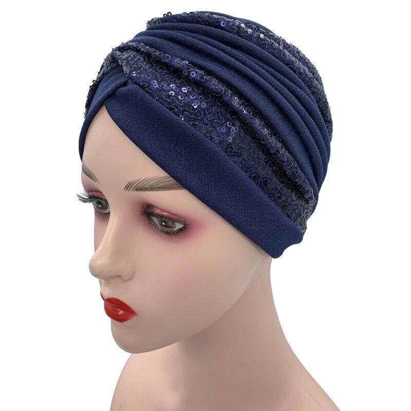 Fashion Women Glitter Sequins Turban Hat