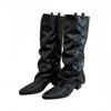 Spice Girl Style Pointed Head Thick Heel But Knee Boots Women's Fashion Temperament Thin Trouser Boots Western Cowboy Knight Boots