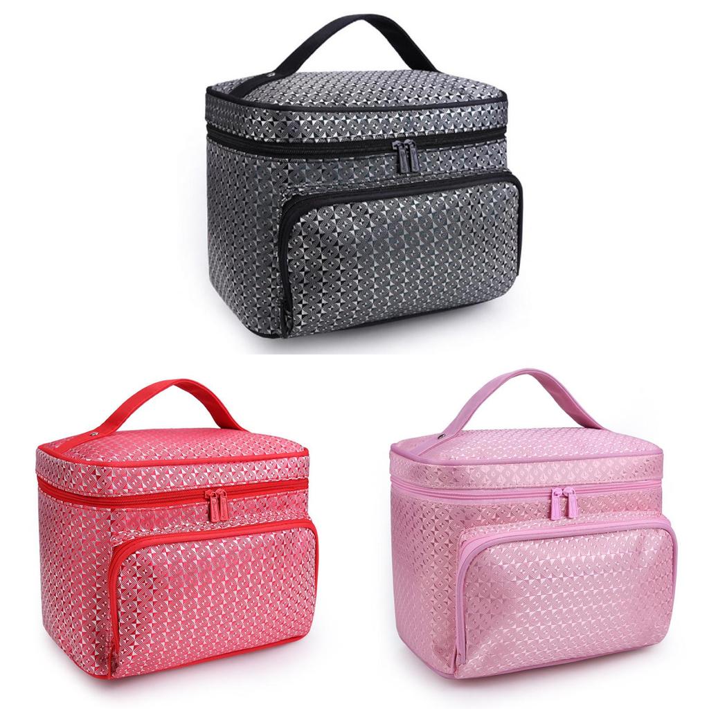 Portable Folding Large Capacity Makeup Bag For Women With Elegant Geometric Patterns In Various Colors