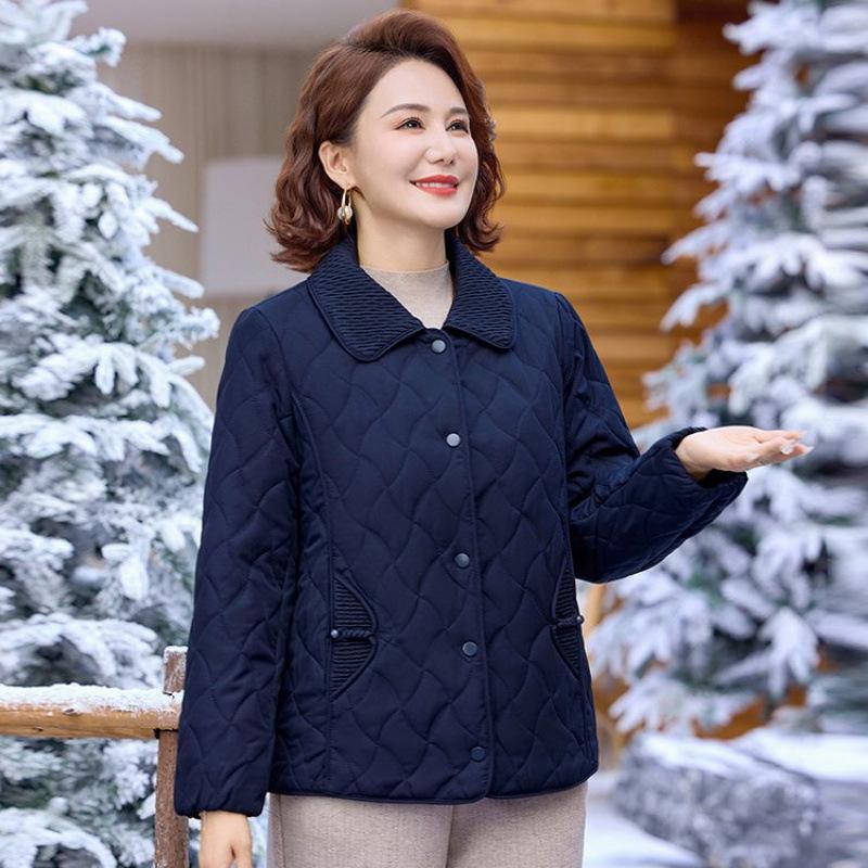 

New women s padded jacket warm short casual lapel padded jacket 5XL [recommended 150-80kg] тёмно-синий