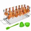 Stainless Steel Folding Grilled Chicken Leg Rack, Barbecue Grill, Barbecue Plate, Barbecue Grill, with Bottom Tray, BBQ