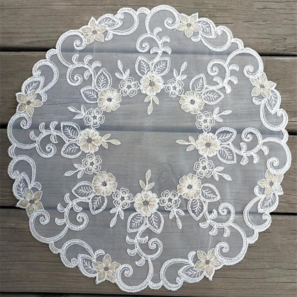 European Style Lace Embroidery Placemat White Place Mat Tea Cup Mat Retro Tablecloth  Study