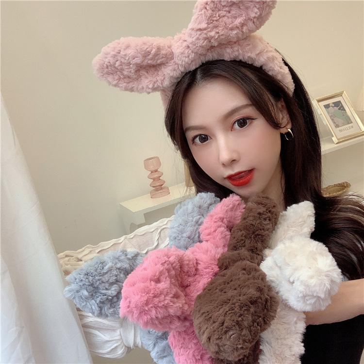 Autumn And Winter Big Bow Headband Ins Korean Style Three-Dimensional Rabbit Ears Face Wash Headband Hair Decoration Plush Headband Female