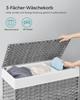 SONGMICS Laundry Basket, Handwoven Laundry Hamper, 140L Rattan-Style Washing Basket with 3 Compartments, Removable Liner, Handles, Lid, Living Room