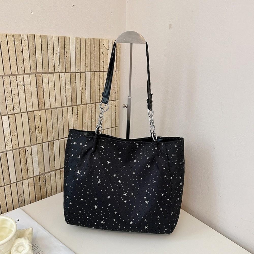 Solid Color Large Capacity Handbag Durable Underarm Tote Bag School Commute чёрный