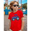 Mărimi Europene Tricou cu Mânecă Scurtă pentru Băieți, Design Imprimat, Model cu Tractor Albastru, Mânecă Scurtă, Îmbrăcăminte Casual de Vară, Confortabil de Purtat