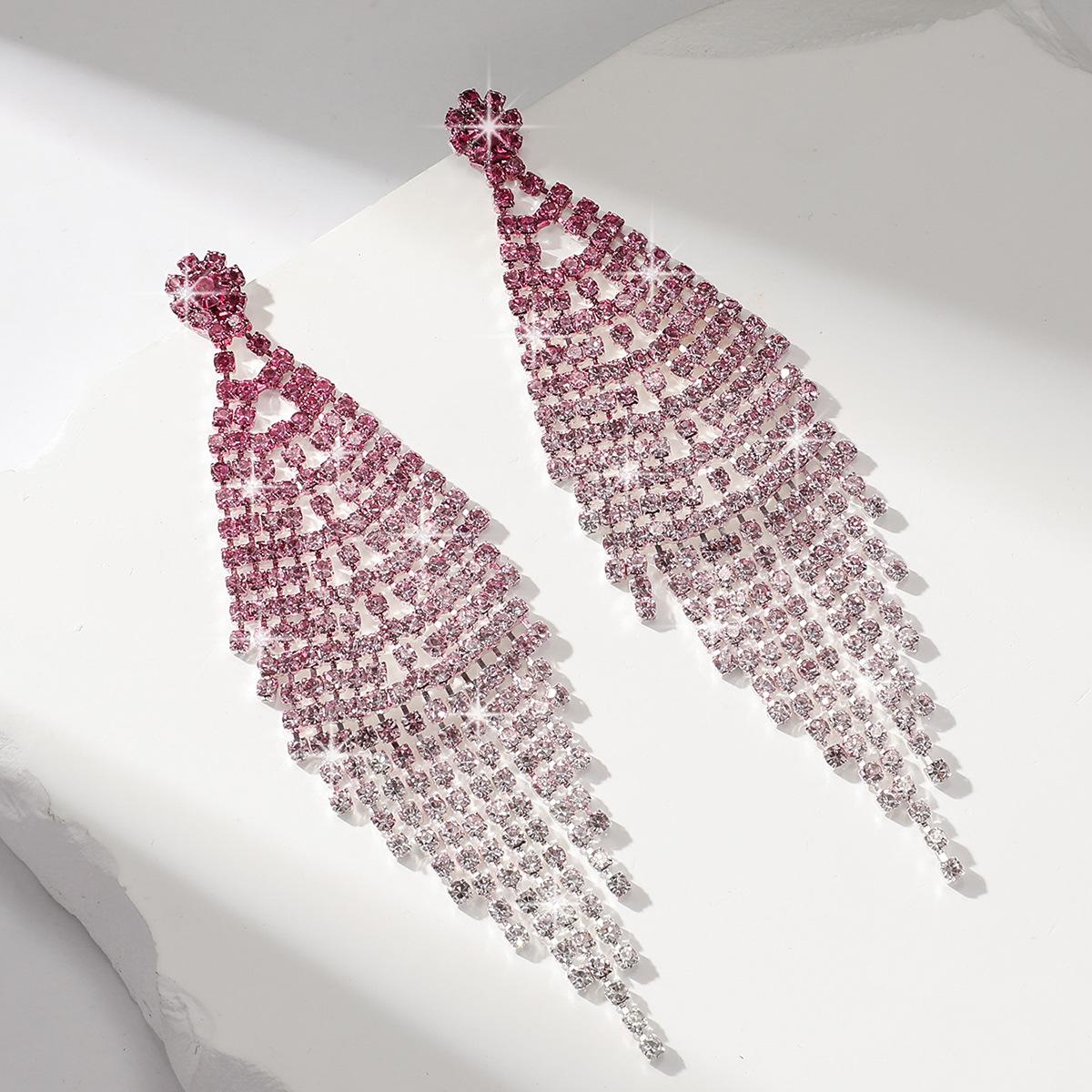Tide Full Diamond Tassel High Sense Light Luxury Style Personalized Design Sense Earrings Temperament Earrings
