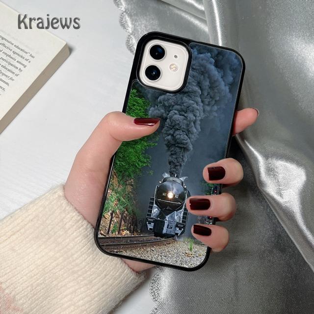 Krajews Vintage Steam Train Railway Phone Case Cover For iPhone 17 Air 16 15 14 plus 12 13 pro max coque Fundas