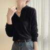 POLO-Kragen Strickpullover Damen Herbst und Winter Modischer Lockerer Pullover Vielseitiger Einfarbiger Freizeitpullover