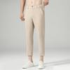 Men's spring and summer new pants men's ice silk breathable trousers men's slim straight drape nine-point casual pants