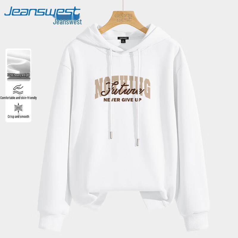 Jeanswest Men's Heavyweight American Retro Letter Print Hoodie