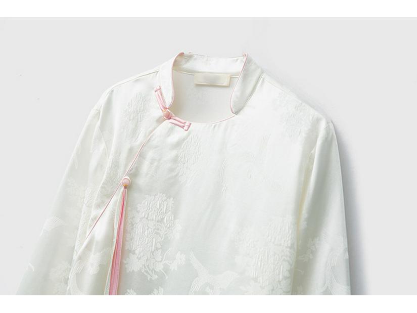 Mulberry Silk Song Brocade Shirt - 100% Real Silk, Heavyweight 35 Momme, Young National Style Crepe De Chine