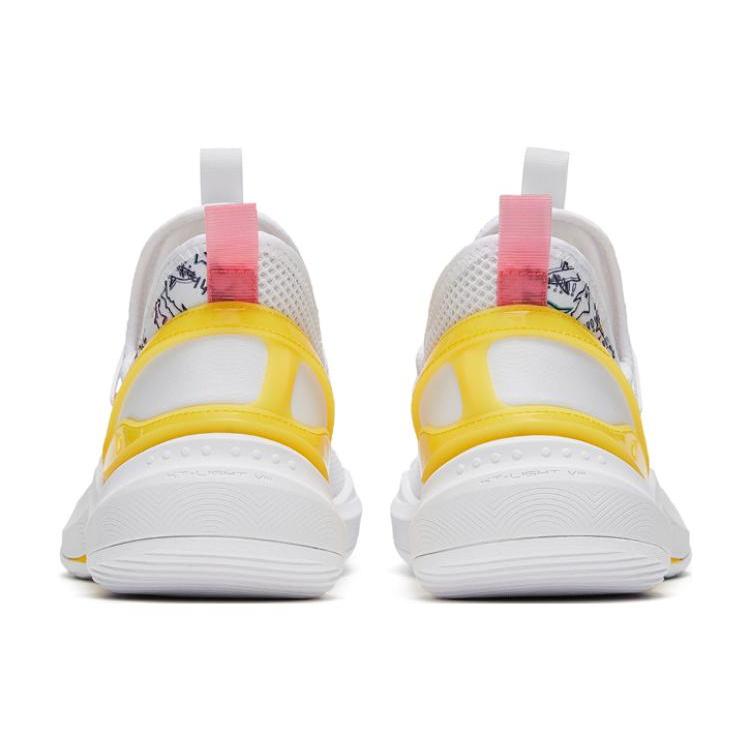Anta KT Fly Fashion Fabric Slip Resistant Abrasion Resistant Low top Basketball Shoes Men's White Yellow 112321606-5