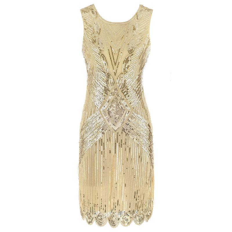 Popular European and American High-end Performance Dress, Retro Sequined Evening Dress for Women