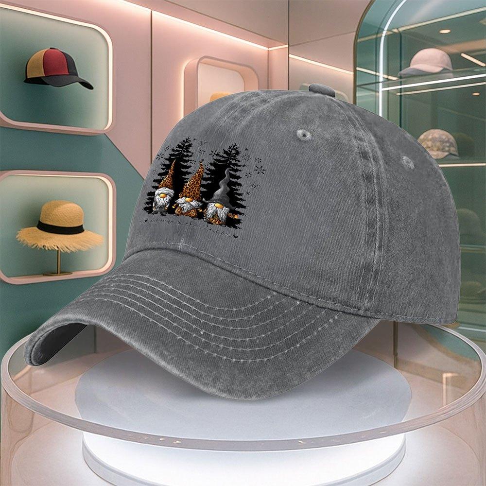 Christmas Gnome Print Mens Baseball Cap Curved Brim Dad Hat Adjustable Snapback Multiple Colors