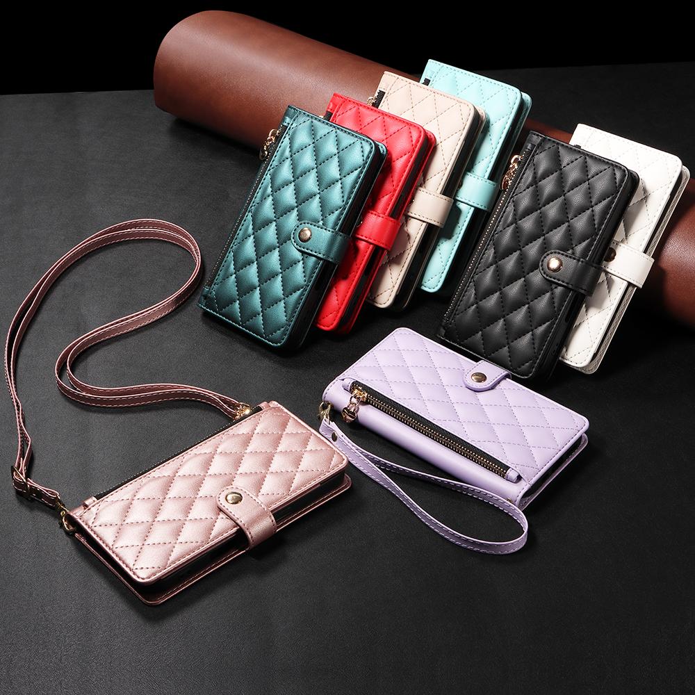 Crossbody Strap Case For Google Pixel 10 9 Pro XL 8 7 Multi-Card Slot Wallet Phone Cover Pixel 9A 8A 7A 6A Zipper Handbag Purse
