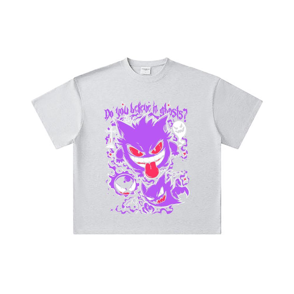 260 GSM Double Yarn 32 Count 100% Cotton Pokemon V3 Ghosts Print Unisex Heavy Cotton T Shirt