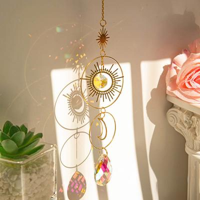 Moon Sun Catcher Crescent Moon Sun Pendant Rainbow Maker Prismatic Suncatcher Hanging Ornament for Home Indoor Window Garden