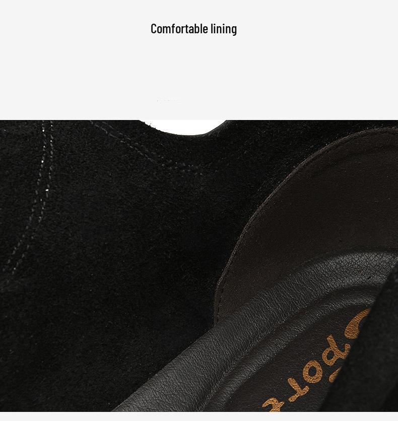 Men's Korean Style Velvet-Lined Mid-Top Leather Sneakers - Trendy Casual Cowhide Patchwork, Large Sizes Available.