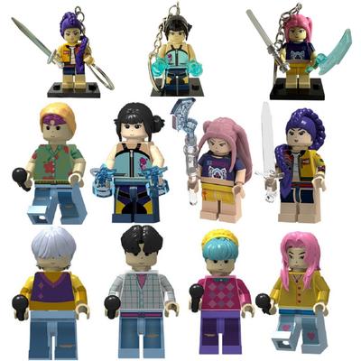 KPOP Demon Hunters Cartoon Doll Building Blocks Kawaii Mini Action Figure Head Assembly Toys Children's Educational Toy Gift