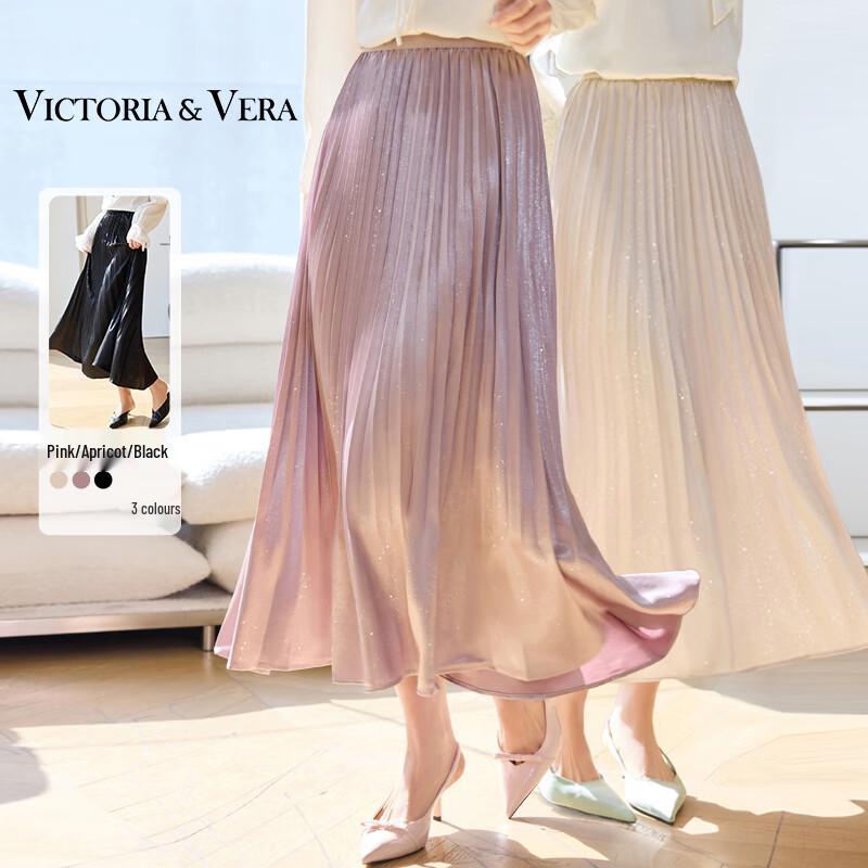 

VICTORIA&VERA Women s Lustrous Pleated Mid-length Skirt M