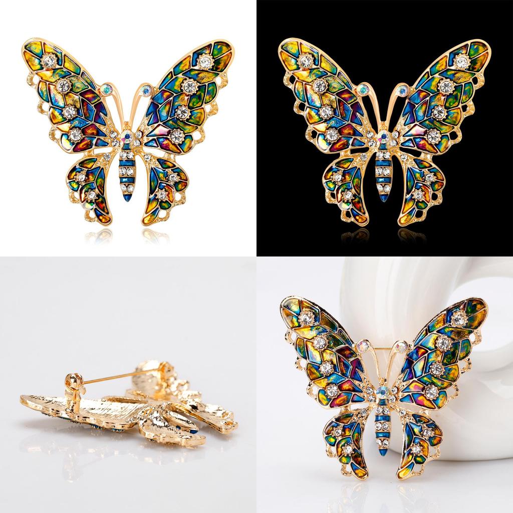 Butterfly Jewelry Pin With Drop Oil Craft For Fashion Females