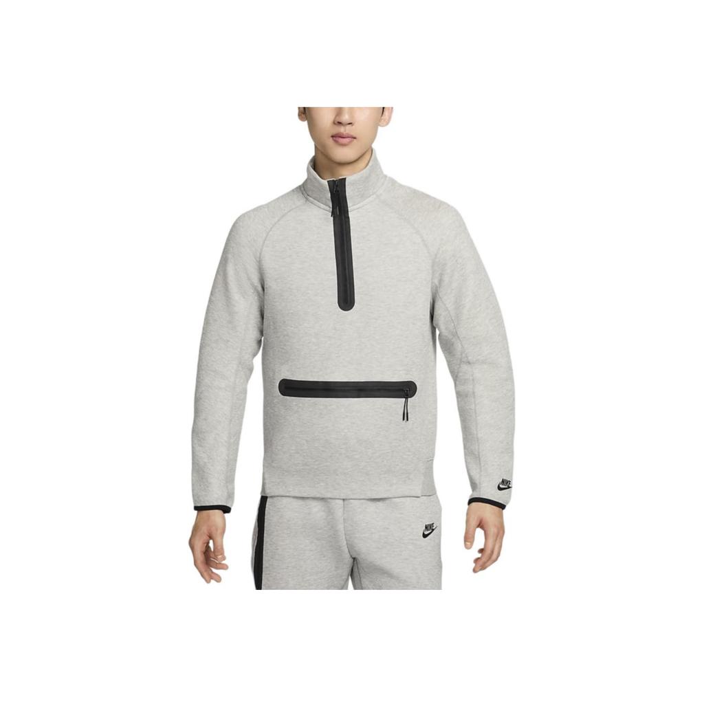 Nike Solid Color Half-Zip Drop Shoulder Pullover Sweatshirt Men Sweatshirt Grey FB7999-063