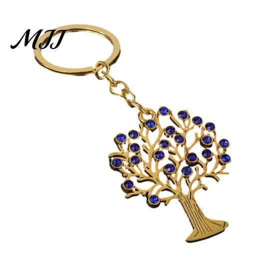 Durable Metal Keychain Pendant Rust Resistant Retro Hollow Tree Charm Keyring Key Chain with Rhinestone Inlay Backpack Accessory