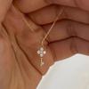 925 Sterling Silver 18K Gold Plated Key Necklace, Dainty CZ Key Pendant Choker, Minimalist Hypoallergenic Jewelry for Women