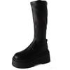 Chunky Women Knee High Boots Fashion Slip On Knight Long Booties Platform Flats Autumn Winter Shoes