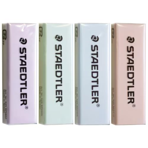 Staedtler PVC-Free Holder Eraser Refills, Pastel Color 4-Pack, 525 RPS1