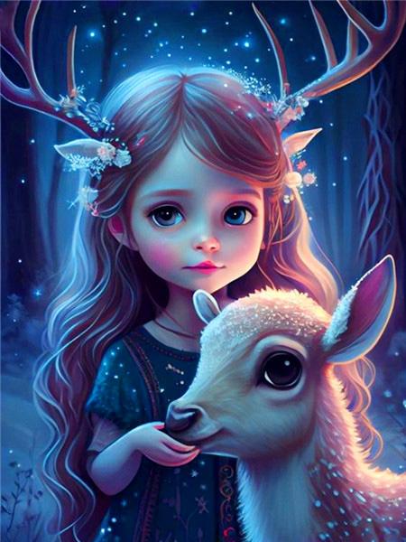 Volle quadratische/runde Diamant-Malerei Fantasy Mädchen Home Decor Stickerei Mosaik Elfen Cartoon Kristall Wandkunst