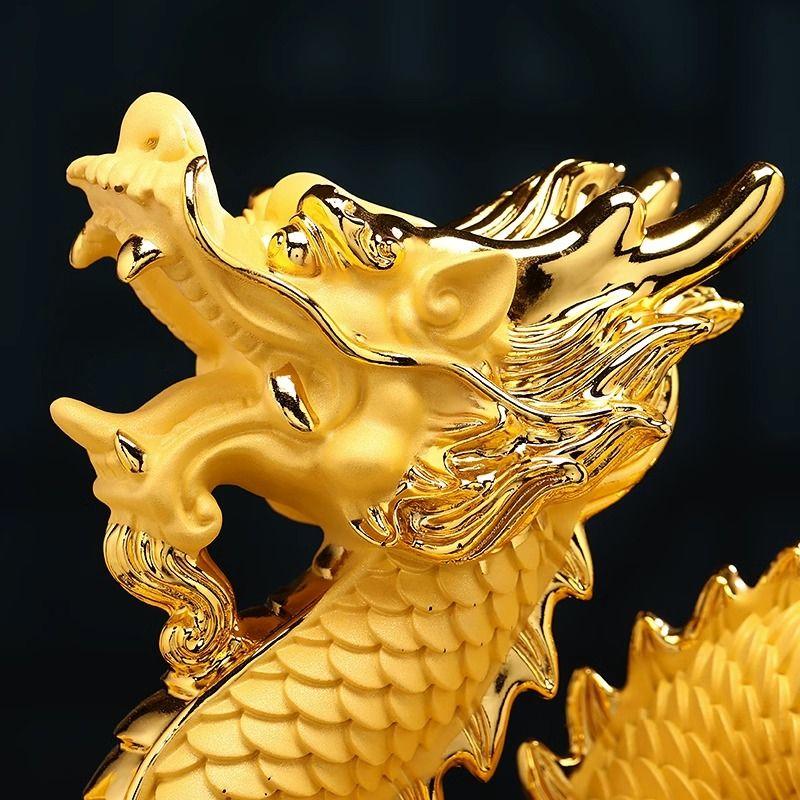 Fengshui Goldener Drache Ornamente Ziehen Reichtum und Wohlstand an Wohnzimmer Foyer TV-Schrank Bürodekoration Eröffnungsgeschenk