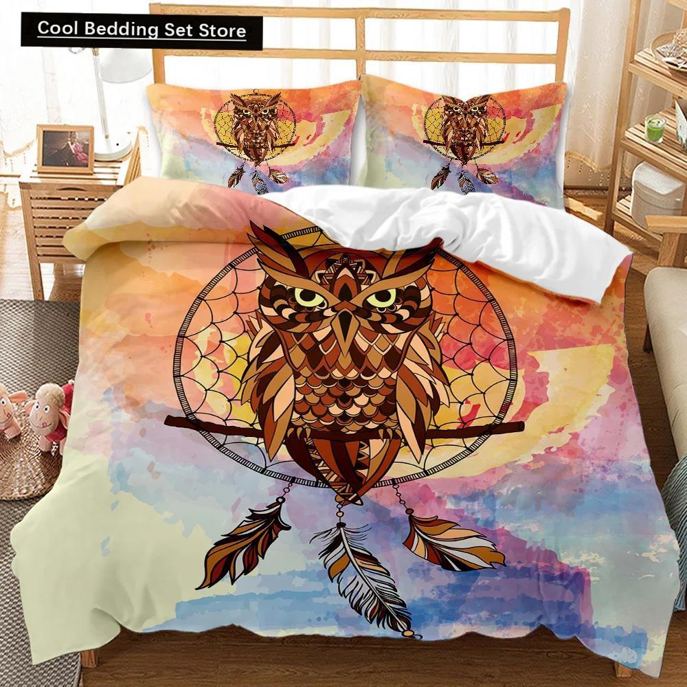 Owl Duvet Cover Set Cute Owl for Kids Boys Girls Cute Animal Bedding Set Bedclothes Double Queen King Size Polyester Qulit Cover