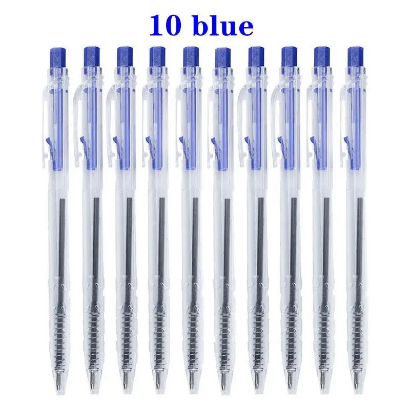 10 Pcs/set 0.7mm Retractable Ballpoint Pen Simple Press Ball Pen Wholesale Gel Pens Student Stationery Office Accessories