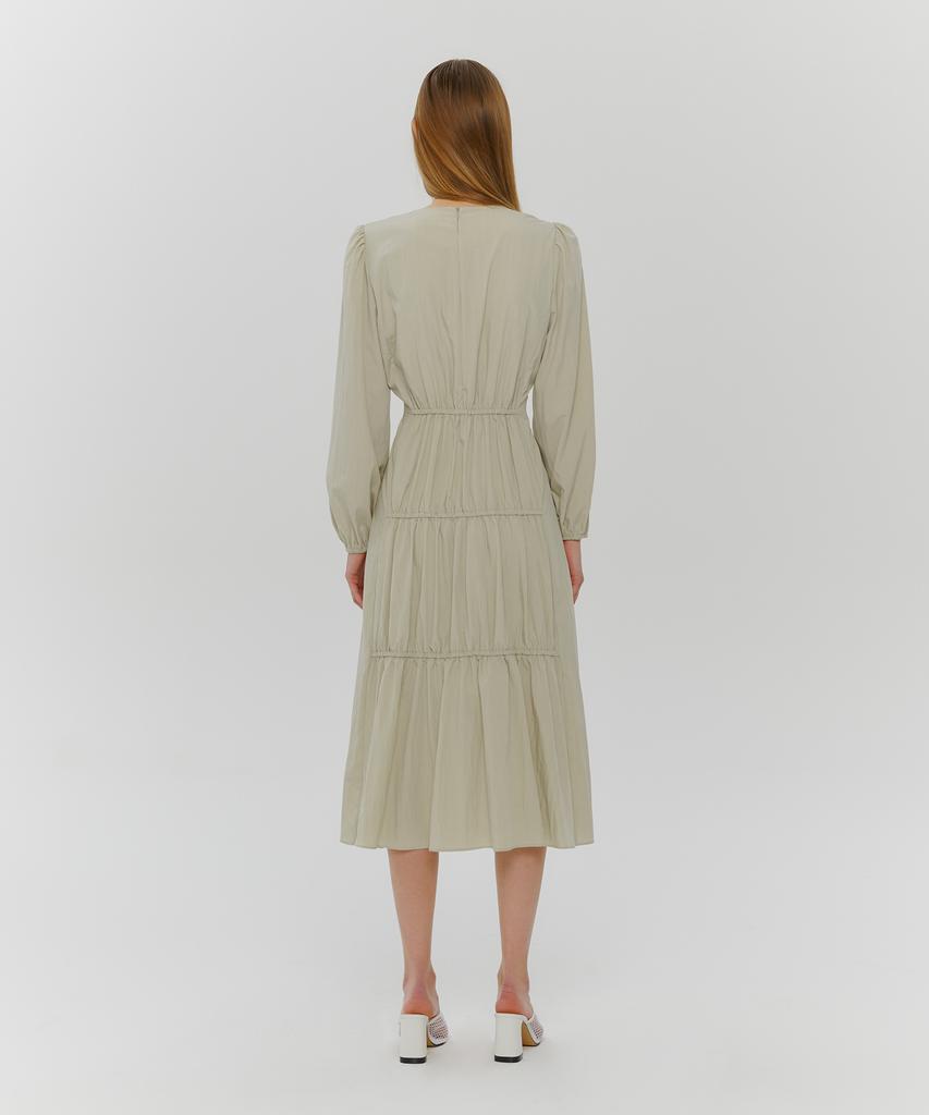 Etmont Stair Shirring Punching Dress Light Green
