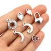40pcs Antique Silver Plated Moon Heart Small Charms Pendant DIY Handmade Jewelry Findings for Bracelet Necklace Accessories