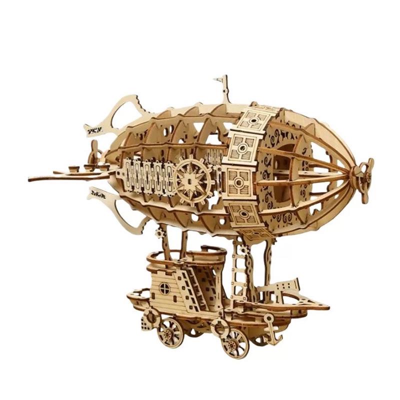 3D Wooden Airship Puzzle Mechanical Model Kit Creative Toy Gift