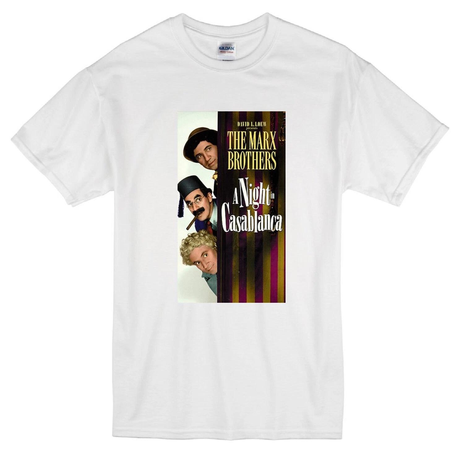 

MARX BROTHERS A NIGHT IN CASABLANCA GROUCHO CHICO HARPO MOVIE WHITE T-shirt S