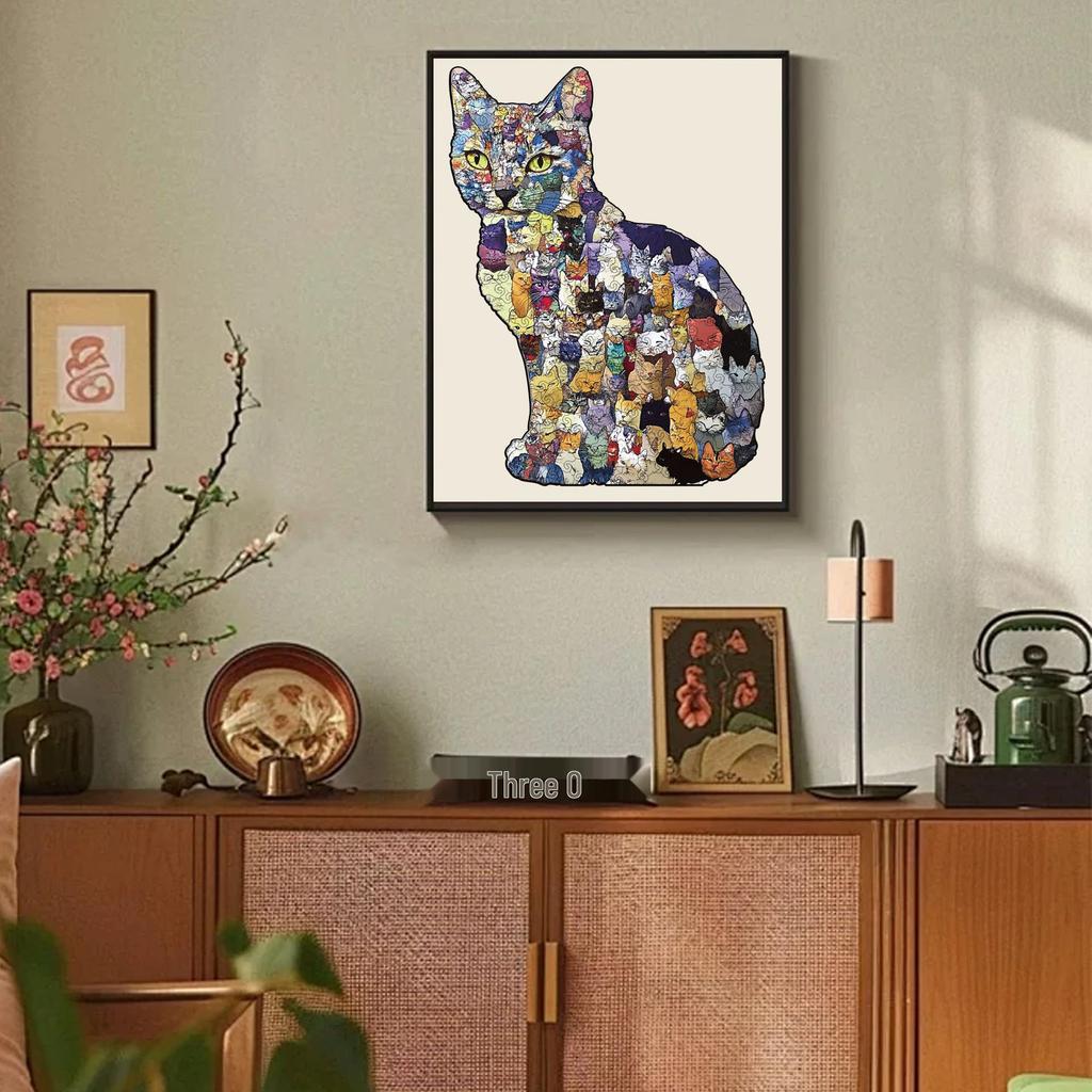 Cat Jigsaw Puzzle: Wooden Irregular Shapes with Piggy Bank Function