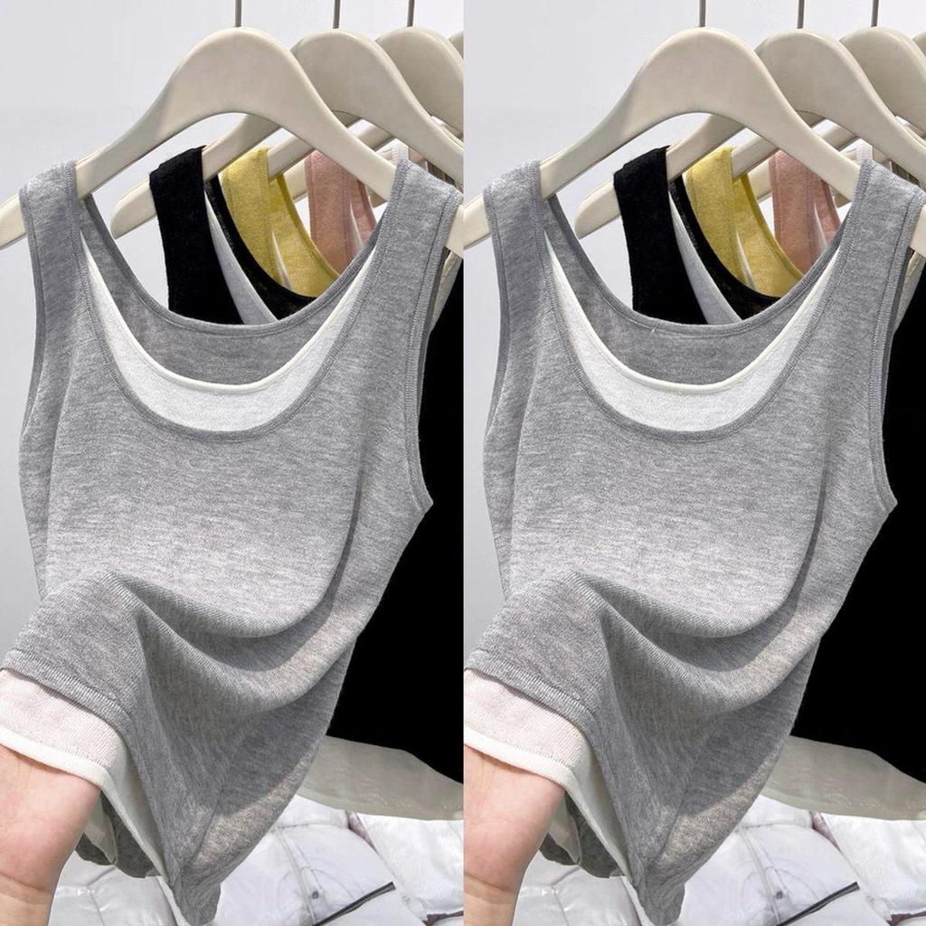 Modal Two-Piece Loose Camisole Vest for Women - Plus Size, Slimming, Versatile Sleeveless Top.